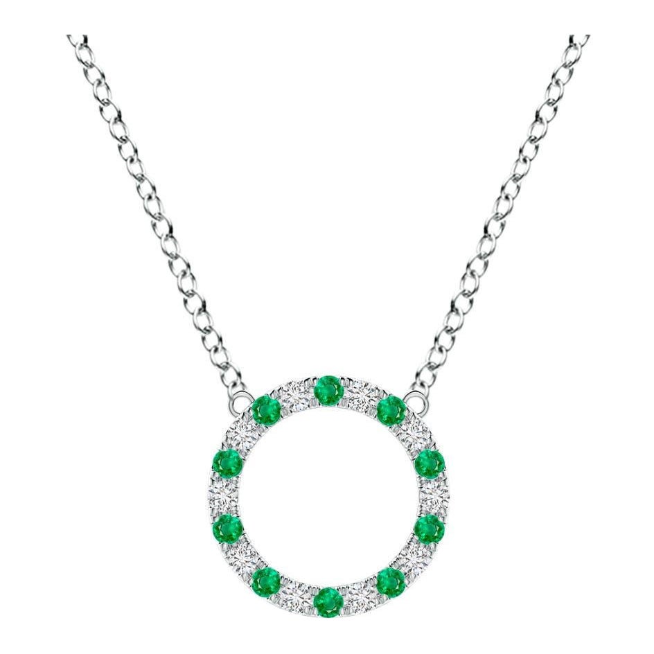 Angara Natürlicher Smaragd und Diamant Kreis Eternity Anhänger in 14K Weißgold