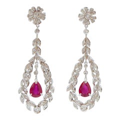 Rubine, Diamanten, Platin Ohrringe.