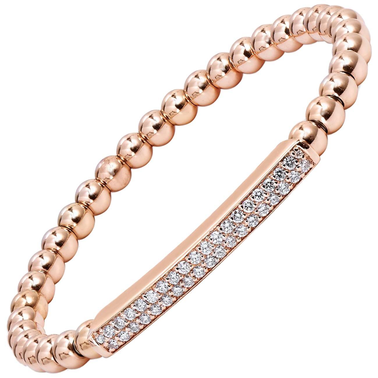 Diamond Rose Gold Bead Bracelet
