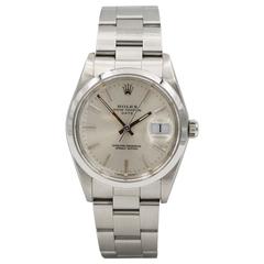 Rolex Stainless Steel Date Silver Index Dial Wristwatch