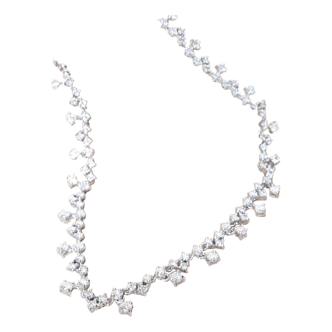 4.00 Carats Mixed Shape Diamonds 18K Gold Necklace For Sale
