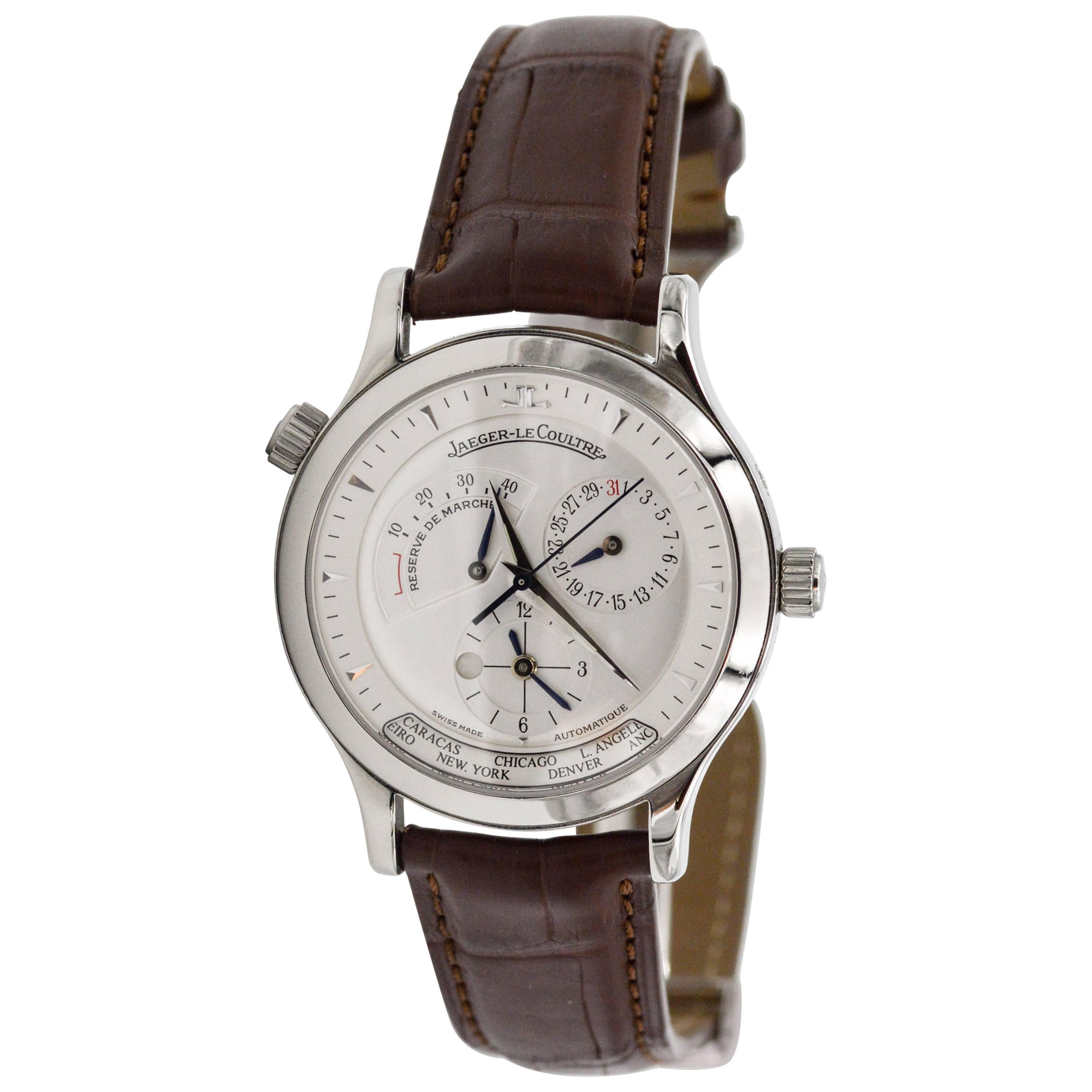 Jaeger LeCoultre Stainless Steel Master Geographic Wristwatch