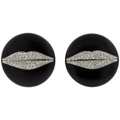 G. Bulgari Enigma Jet Diamond Gold Lips Earrings