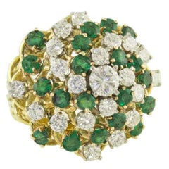 Smaragde, Diamanten, 18 Karat Gelbgold und Weißgold Ring.