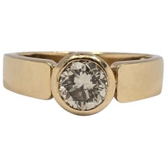 Modern 14K Gold Bezel-Set Ring with GIA-Certified Light Brown Natural Diamond
