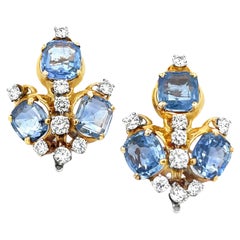 Boucles d'oreilles saphir et diamant