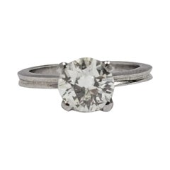 Vintage Platinum Solitaire Ring with GIA 1.60ct Round Brilliant-Cut Diamond