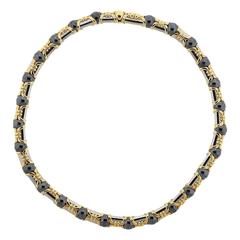 Bulgari Hematite Steel Gold Necklace 3