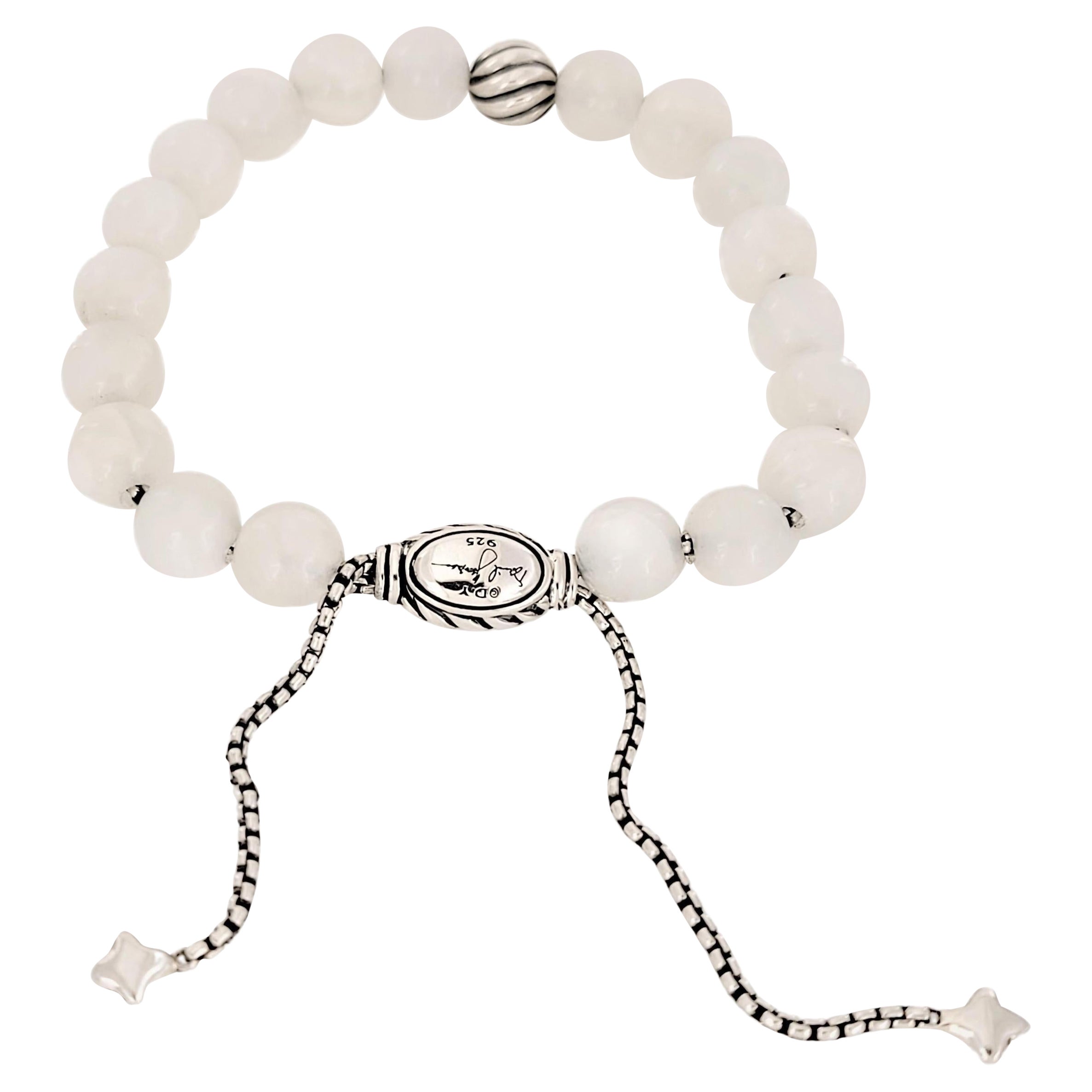 David Yurman  Spirituelles Sterling Silber  weißes Perlenarmband 8mm im Angebot