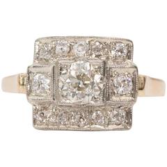 1920s Art Deco GIA Certified .50 Carat Old Mine Diamond 14 Karat Gold Ring