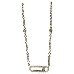 Collana con diamanti fluttuanti in oro giallo 14kt - 0,25ctw HI I1, 18", nuova