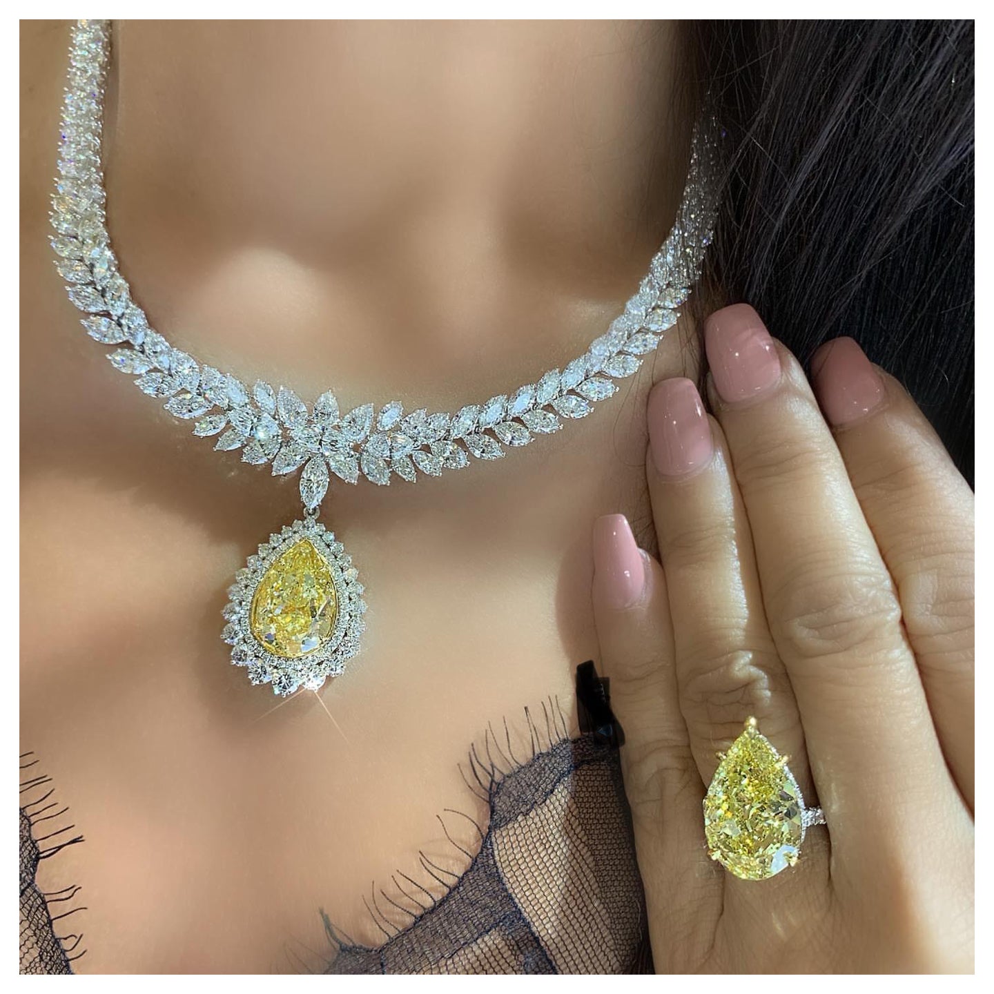 LEGACY 50  carat GIA Certified 12 Fancy Yellow Pear  D–F colour High Jewelry For Sale