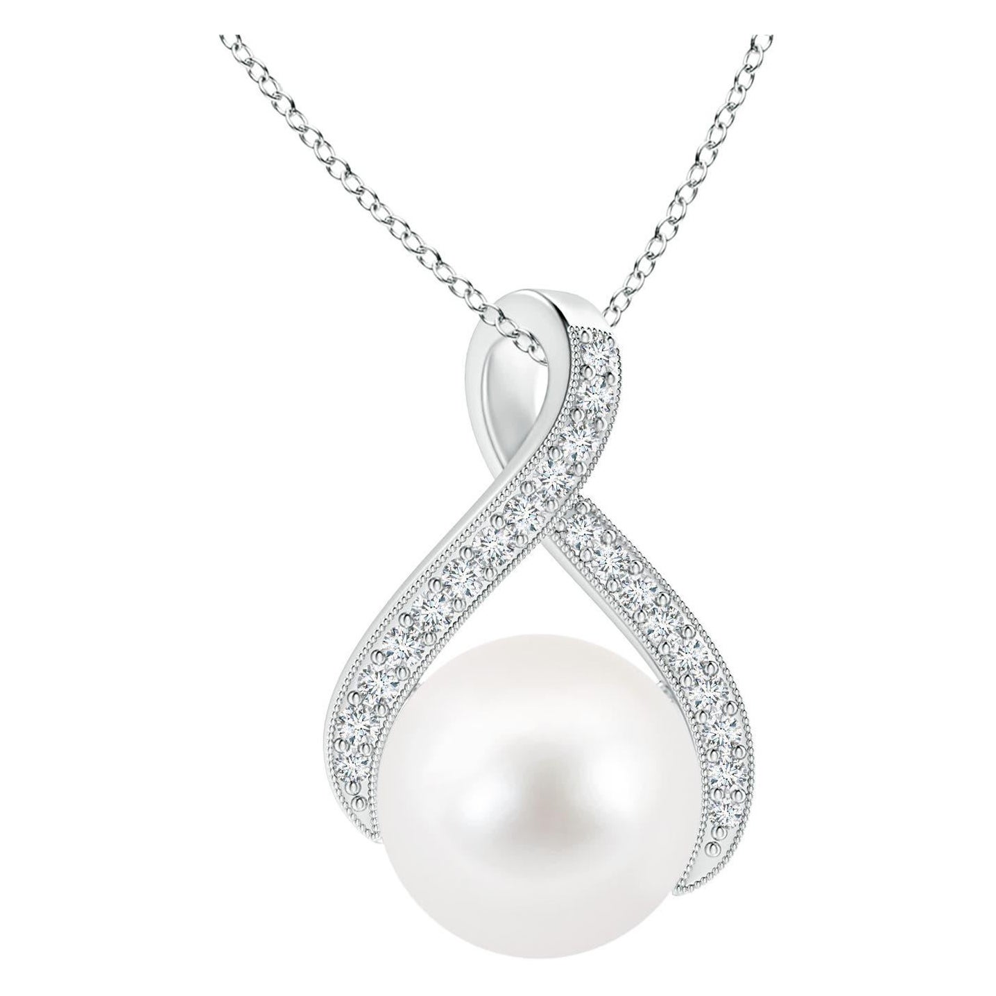 Angara Süßwasserperlen-Anhänger mit Diamanten in 14K Weißgold