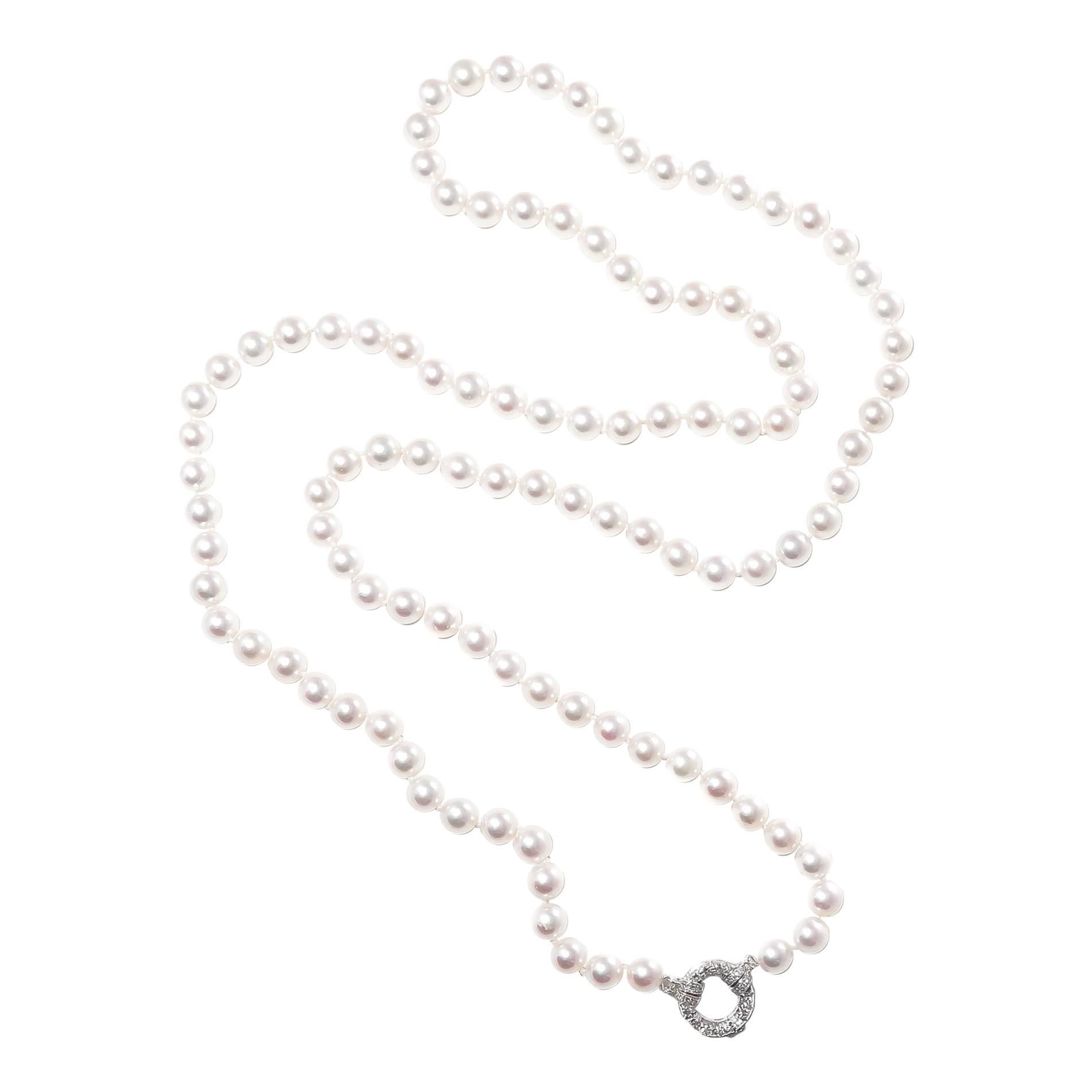 Vacheron & Constantin Long Pearl Necklace with Diamond Clasp