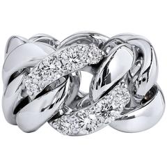 0.86 Carat Diamond Pave White Gold Link Ring