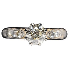 Anillo Solitario Decorado con Diamantes Naturales de Oro de 18k de Nueva Fabricación