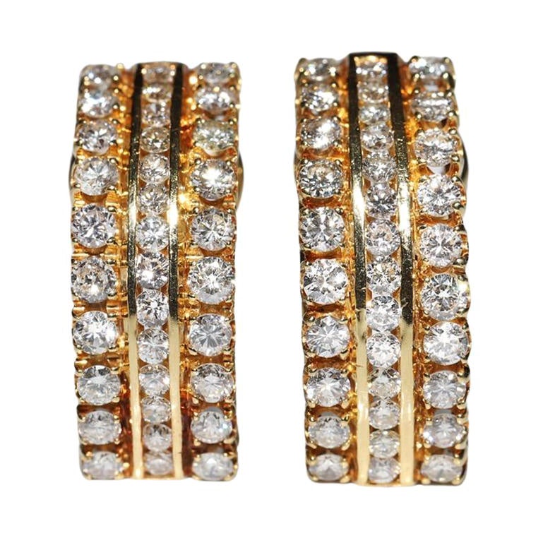 Orecchini d'epoca CIRCA 1980 in oro 18k con diamanti naturali decorati in vendita