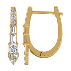 0,56 Karat SI Reinheit HI Farbe Diamant Creolen 18k Gelbgold Schmuck