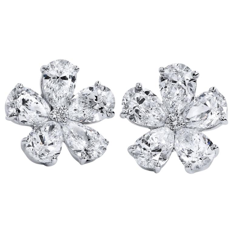 4 41 Flower Shaped Marquise And Round Diamond Stud Earrings At 1stdibs 4 41 Flower Shaped Marquise And Round Diamond Stud Earrings For