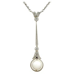 Antique 1910s Diamond and Seed Pearl Yellow Gold Pendant