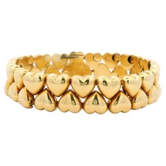 Vintage Cartier Double Heart Bracelet 18 Karat Yellow Gold