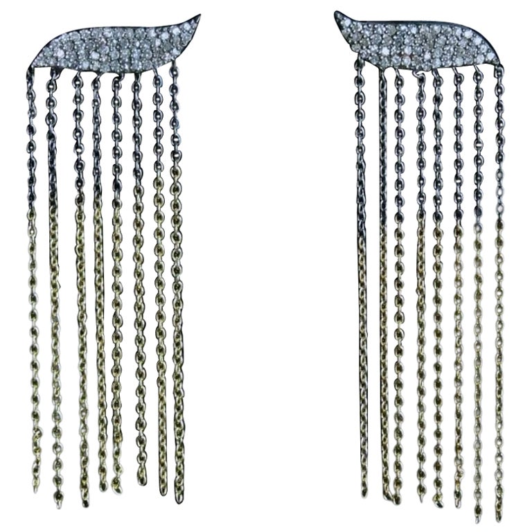 Orecchino con diamante e nappina Orecchino lampadario in argento 925 Orecchino da donna Regalo di moda. in vendita