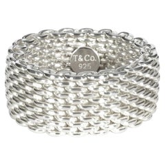 Tiffany & Co Somerset Mesh Sterling Silver Cocktail Ring Anniversary Band Sz 6.5
