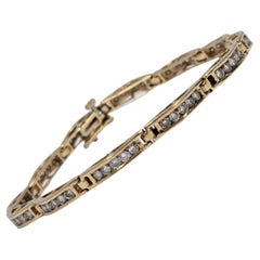 Bracciale Bar-Link in oro giallo 18K con 2,40 carati di diamanti, 7 pollici
