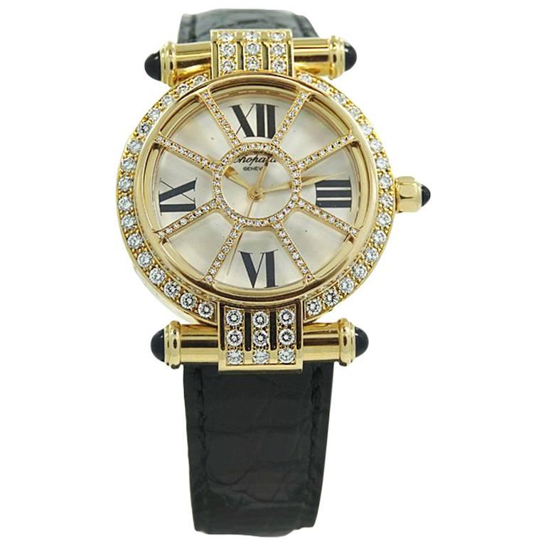 Chopard Yellow Gold Diamond Imperiale Wristwatch  Ref 373414 For Sale