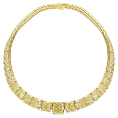 OUR LEGACY Collier de 90 carats de diamants rayonnants de couleur jaune fantaisie GIA