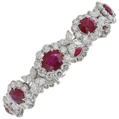 Burmese Ruby Diamond Platinum Bracelet 10