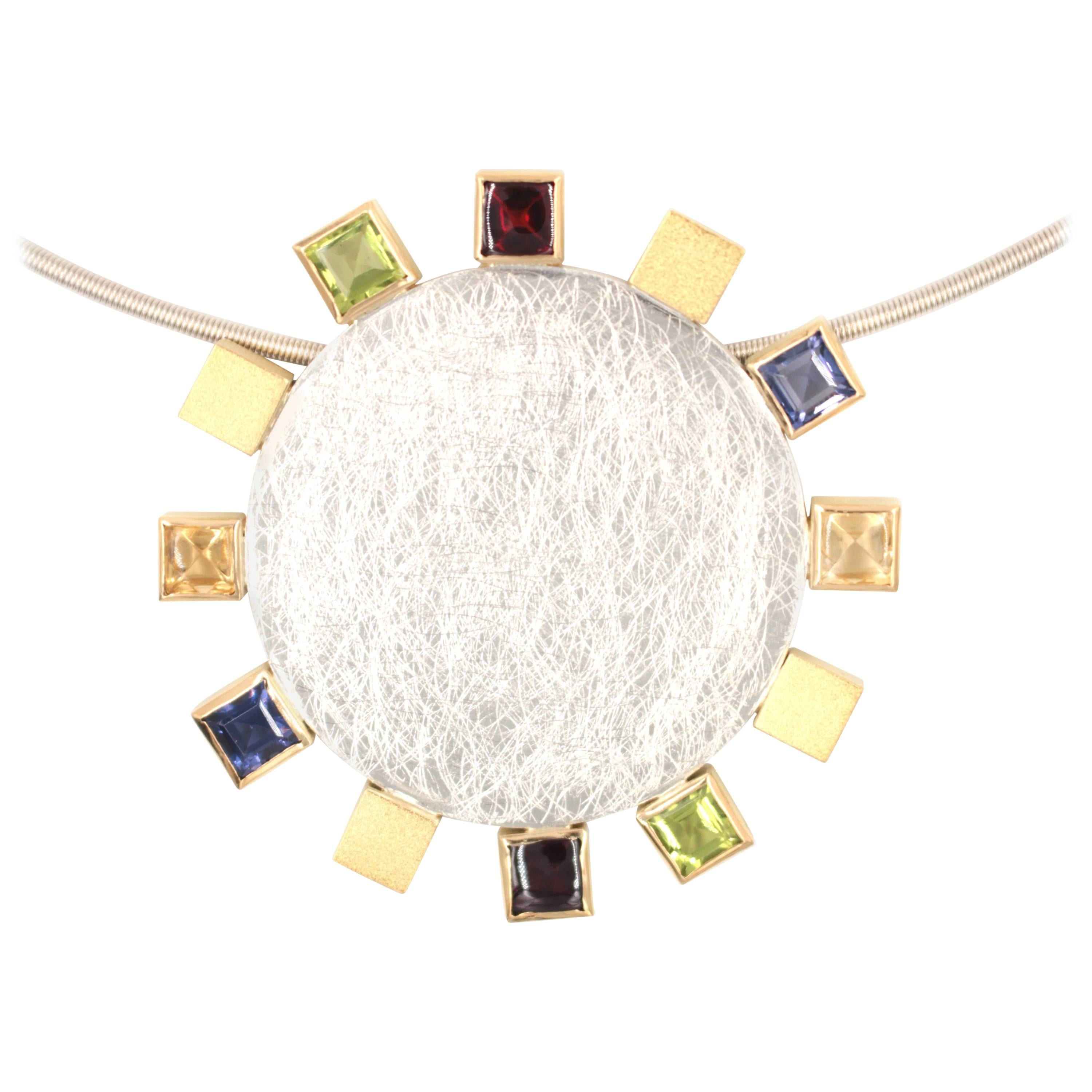 Janis Kerman Citrine Iolite Peridot Garnet Sterling Silver Gold Pendant