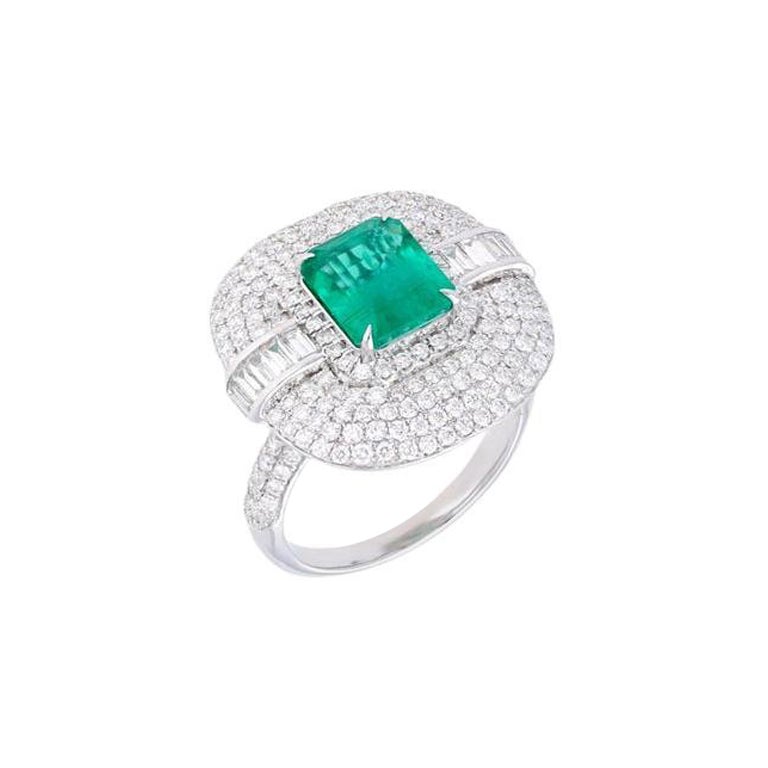 2.3 Karat strahlender natürlicher Diamantring mit Smaragdschliff / 18k massiver Weißgoldschmuck