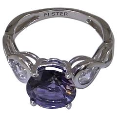 Blue Iolite and Silver Topaz Sterling Silver Ring