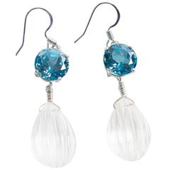 Blue Topaz and Quartz Crystal Earrings 4