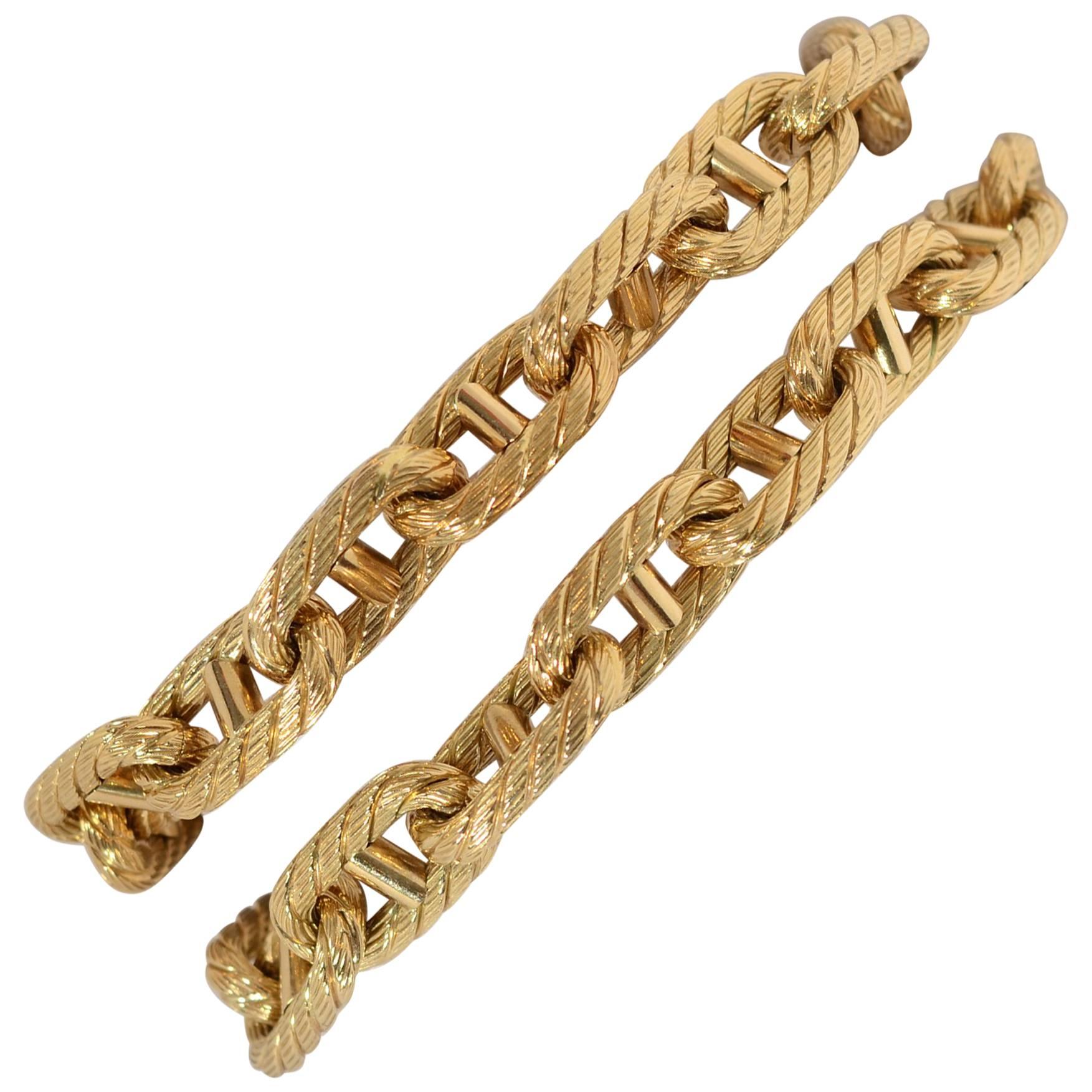 Pair Rope Gold Oval Links Bracelets