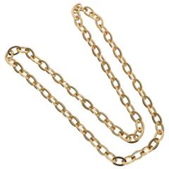 Long Heavy Gold Oval Links Chain Necklace