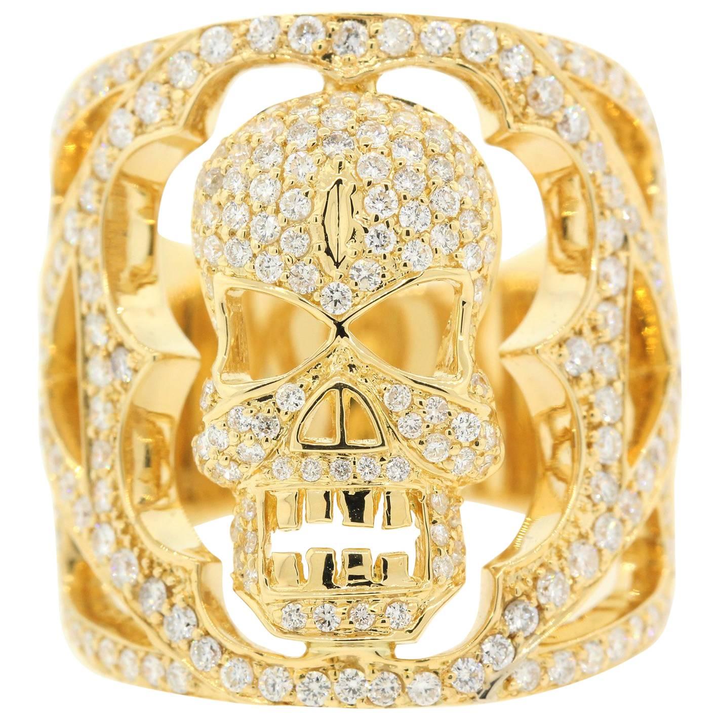 Diamond Gold Skull Ring