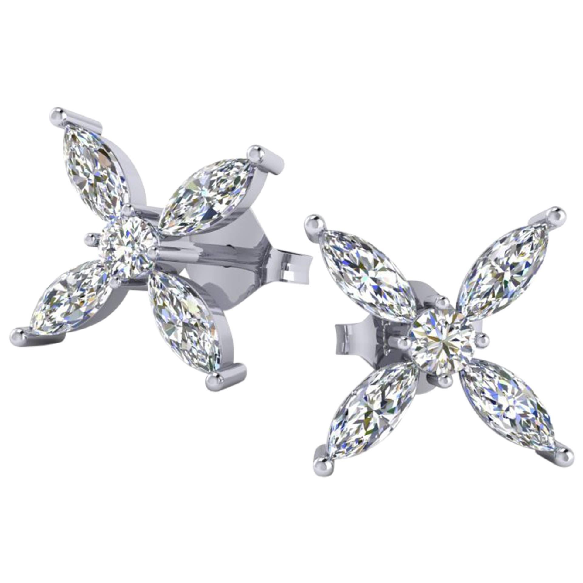 Ferrucci 1.06 Carat Marquise Diamond Earrings 