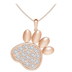 Angara Natural pave-Set Diamond Paw Print Pendant in 14K Rose Gold for Women