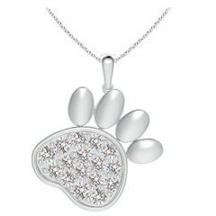 Angara Natural pave-Set Diamond Paw Print Pendant in Platinum for Women