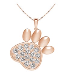 Angara Natural pave-Set Diamond Paw Print Pendant in 14K Rose Gold for Women
