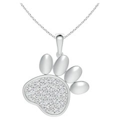 Angara Natural pave-Set Diamond Paw Print Pendant in Platinum for Women