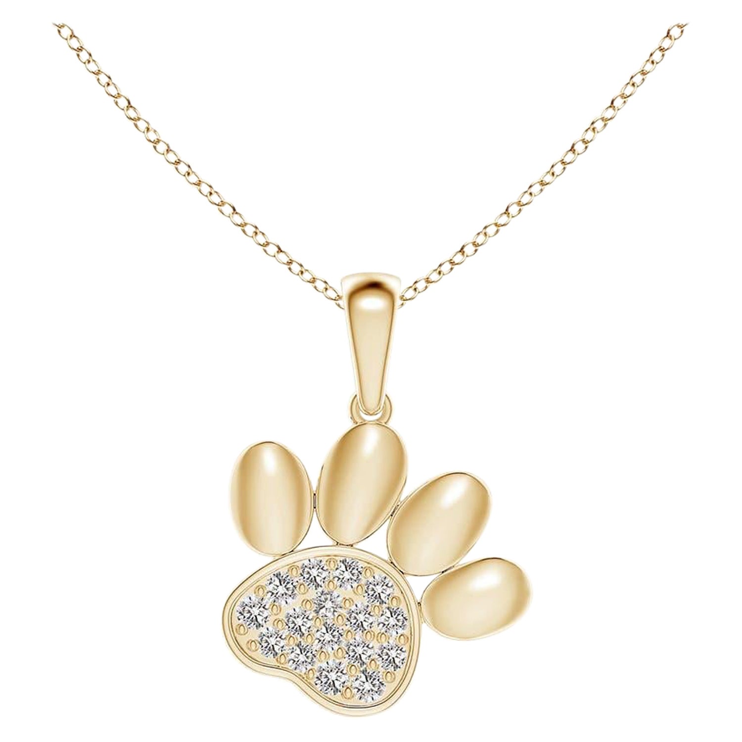 Ciondolo a forma di zampa con diamante incastonato di Angara Nature in oro giallo 14K per donna