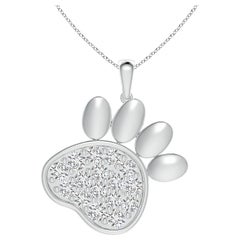 Angara Natural pave-Set Diamond Paw Print Pendant in Platinum for Women
