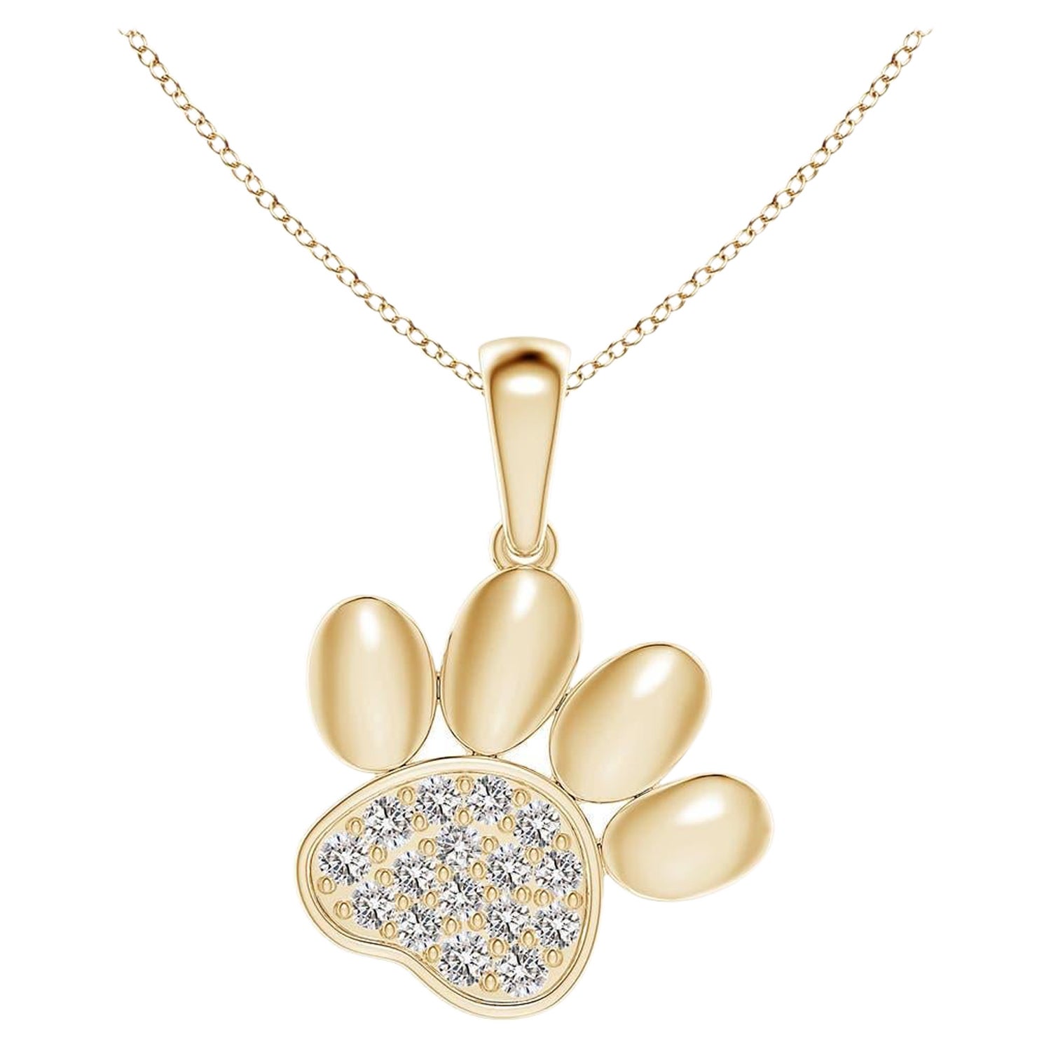 Ciondolo a forma di zampa con diamante incastonato di Angara Nature in oro giallo 14K per donna