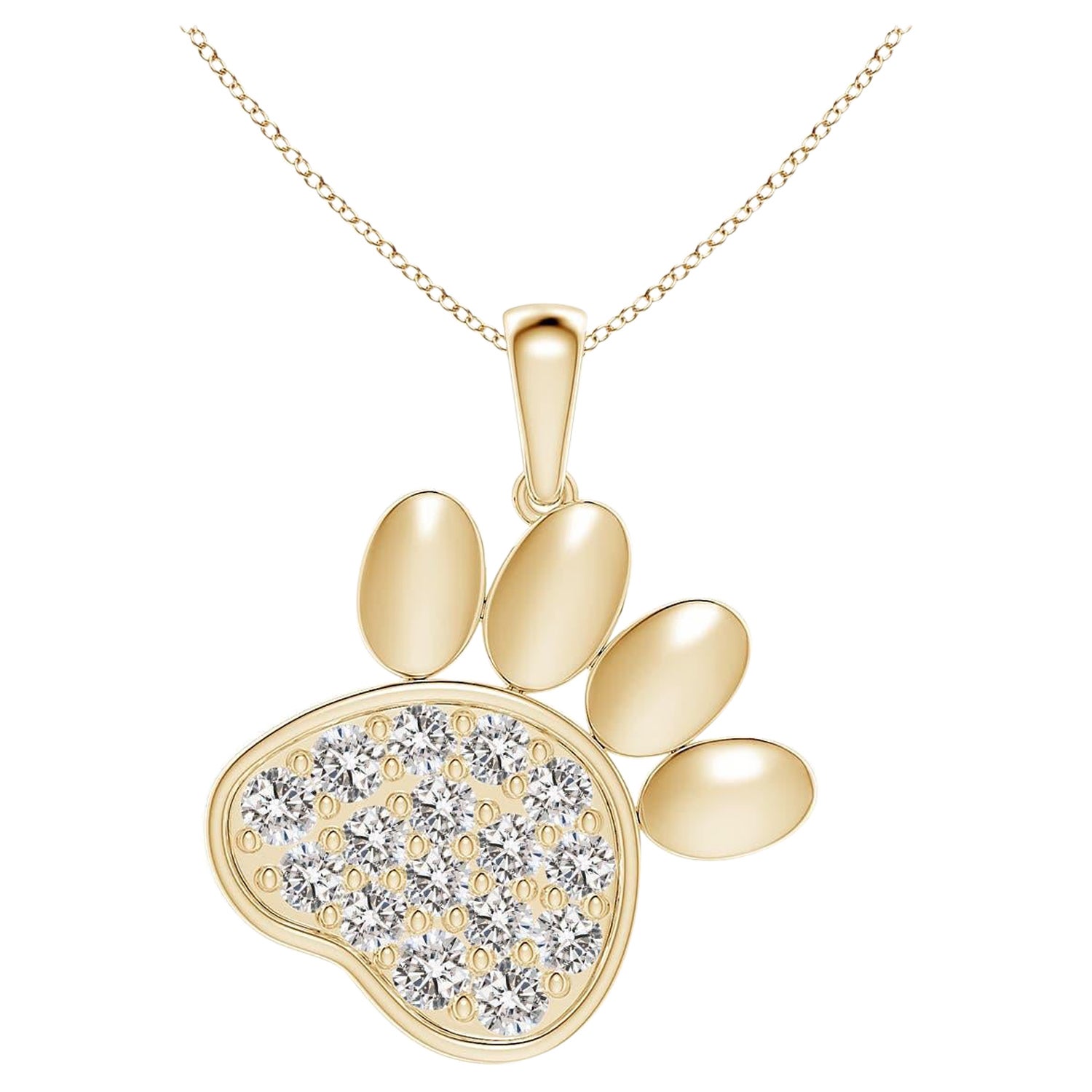 Ciondolo a forma di zampa con diamante incastonato di Angara Nature in oro giallo 14K per donna