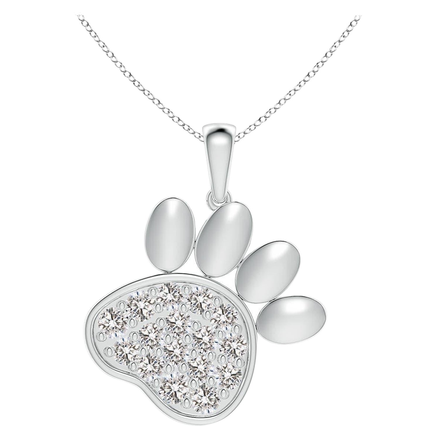 Ciondolo a forma di zampa con diamanti naturali incastonati di Angara in argento 925.