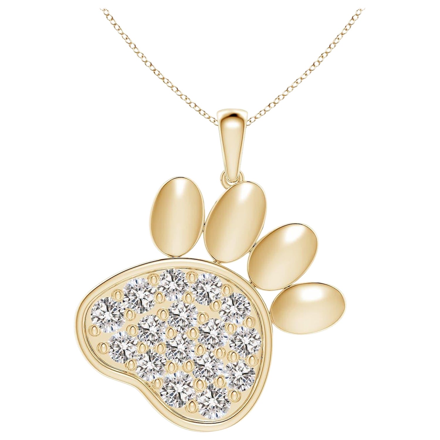 Ciondolo a forma di zampa con diamante incastonato di Angara Nature in oro giallo 14K per donna
