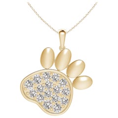 Ciondolo a forma di zampa con diamante incastonato di Angara Nature in oro giallo 14K per donna